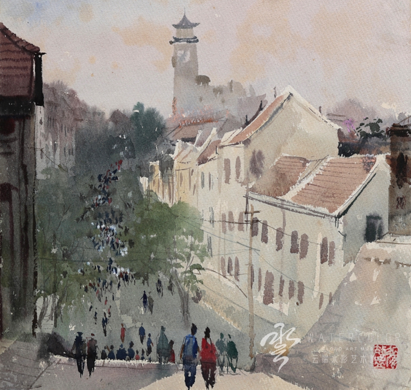 张效孟 《岛城街景》 34*34cm 1978年